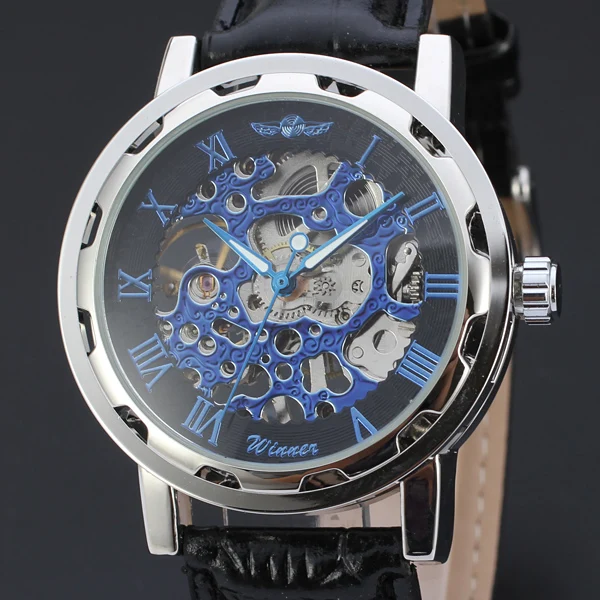 T-WINNER Round Gear Bezel DesignClassic Mechanical Automatic Colored Skeleton Rome Dial Watch Casual Waterproof Mechanical watch