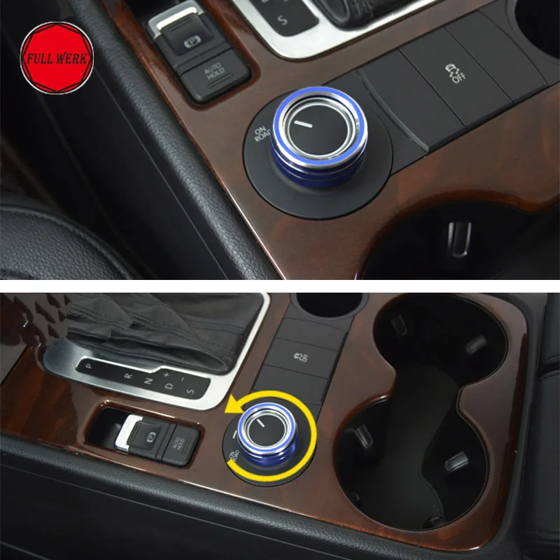 1pc Aluminum Alloy Car Central Control Knob Decoration Ring for VW Touareg 2011-2018 Switch Cover Frame Interior Accessories