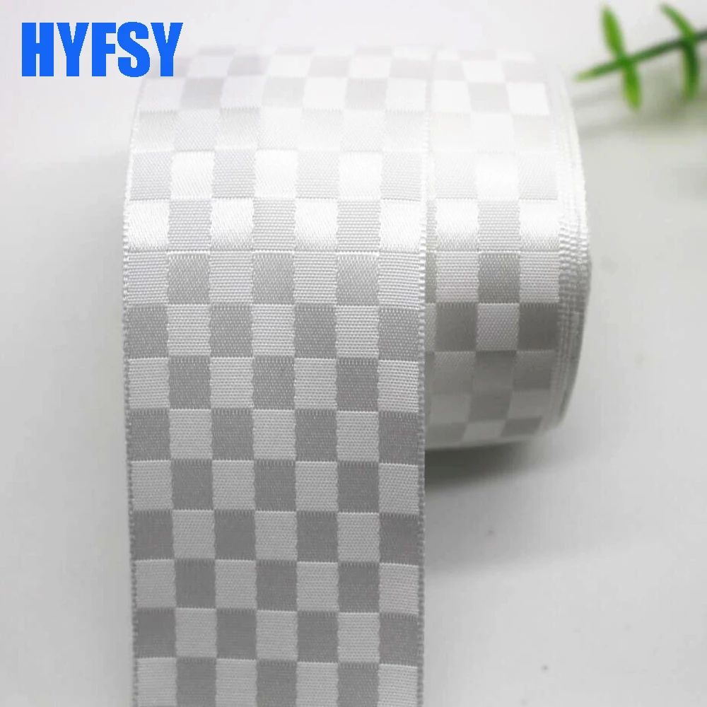 10 Yards 25MM 38MM Cubic Square Lattice Ribbon DIY Handmade For Bows Material Sewing Fabric Gift Wrap Double-sided Plaid Crafts