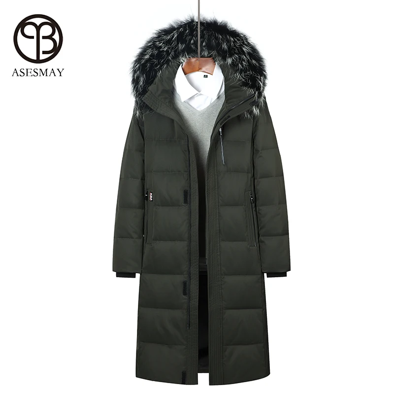 

Asesmay 2021 men down jacket x-long thick and warm winter down coat men's casual parka degree -40 wellensteyn jackets size S-6XL