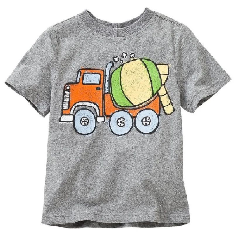 First Movements Baby Boys T-Shirts Grey With Vehicle Fashion Baby Clothes 1 2 3 4 5 6 Years Kids Tops Cotton Tees