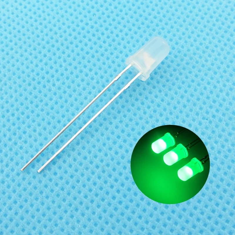100pcs/lot F5 5mm Emerald-Green LED Round Light Emitting Diode Diffused Foggy Ultra Bright Lamp Bead Plug-in DIY Kit DIP