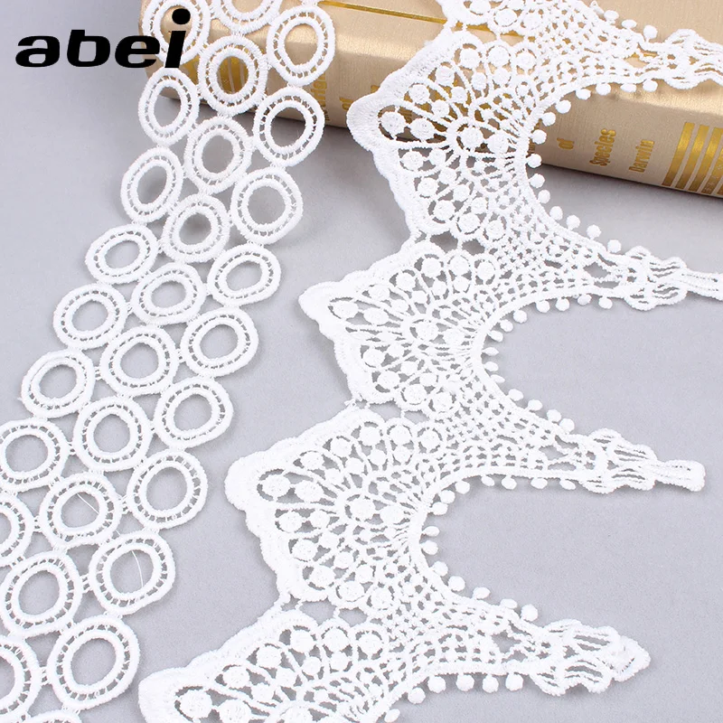 2yards/lot Embroidery White Soluble Lace Trims for Dree Curtain Edge Wrapping Handmade Wedding Party Suit DIY Garments Accessory