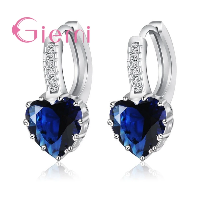 Top Quality Romantic Heart Shape Lever Back Earrings Fine 925 Silver  with AAA Zircon CZ Paved Brincos Jewelry Fast Ship