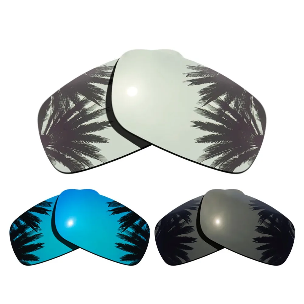 

(Silver Mirrored+Black+Ice Blue Mirrored Coating) 3-Pairs Polarized Replacement Lenses for Crankshaft 100% UVA & UVB Protection