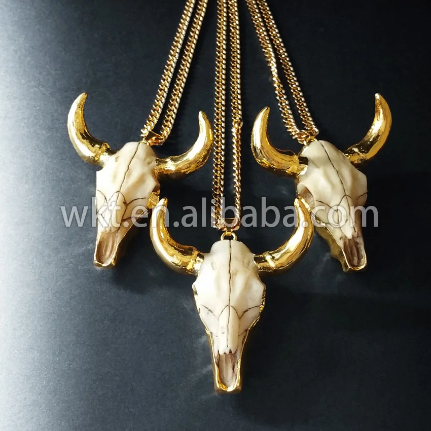 

New arrival!Resin cattle horn necklace,Resin Animal Head Cattle bull necklace WT-N275