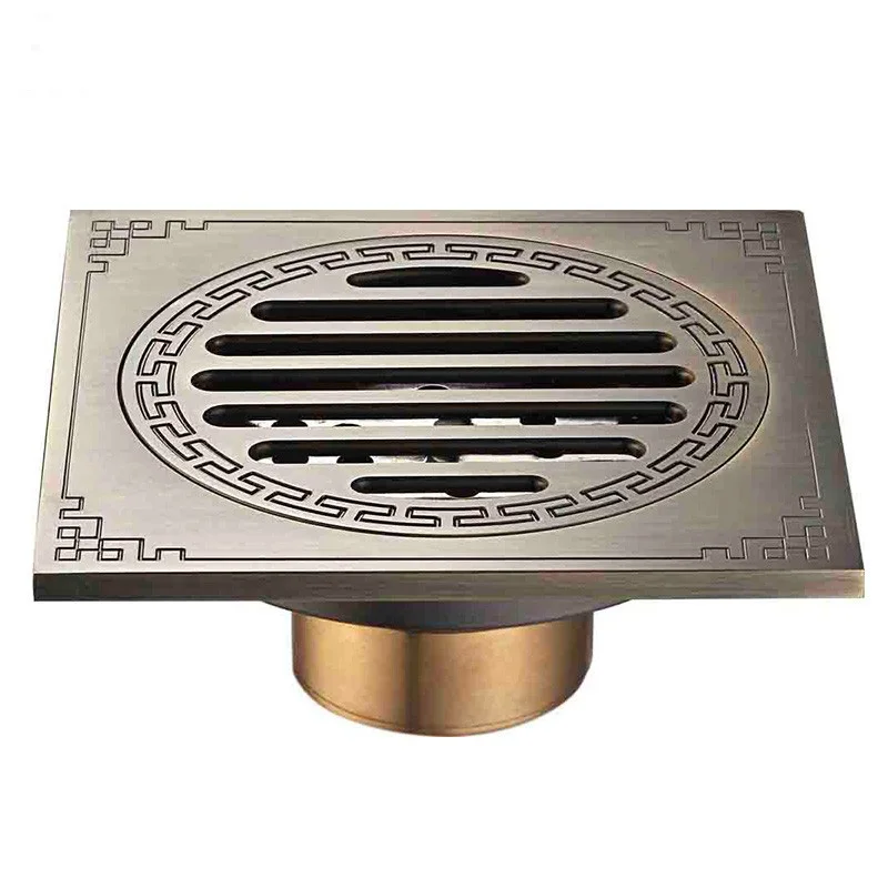 Waste Antique Floor Drain Brass Bathroom Accessory Euro Linear Shower Wire Strainer Carved Cover Drains Drain Strainers DR368