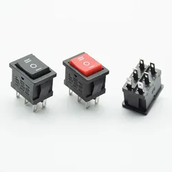 5pcs Rocker rocker switch power switch 6 foot 3 gear  6A 250V reverse button double pole double throw red black