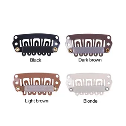 100pcs 28mm U Type Metal Snap Wig Clips With Silicone Back For Hair Extensions/Wig/Weft Wig Comb Clips
