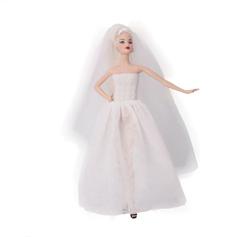 ZWSISU Doll Clothes Barbiees Wedding Dress 6 Colors Available With Free Veil Party Fit Barbiees Doll Handmade Doll Accessories