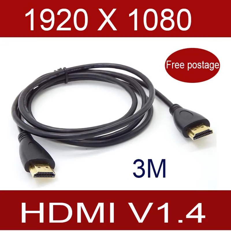 9ft GOLD PLANTED 3m HDMI-compatible Cable Gold Plated V1.4 High Speed 3D Audio 1080P Free shippingnew