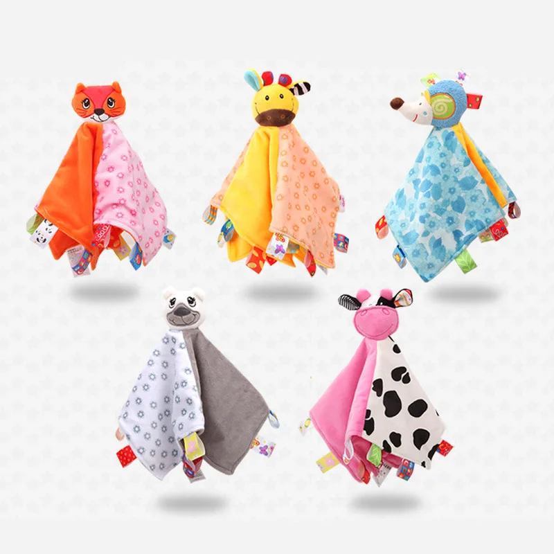 Soft Baby Comforter Blanket Soothing Towel Newborn Security Blankets Plush Fox Bear Infant Baby Toy Rattle Educational Towels