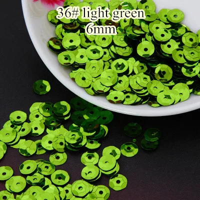 

50g 6mm Cup Round Sequin Paillettes Sewing Decoration Artesanatos Acessorios 36# Light Green
