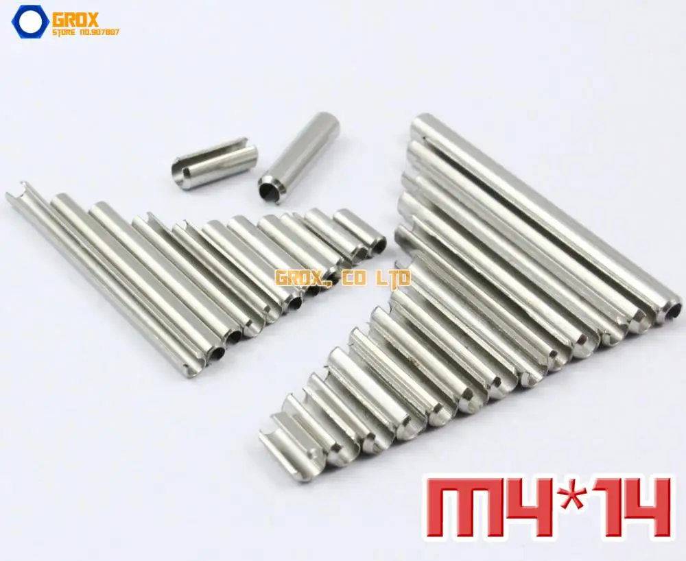 

100 Pieces M4 x 14mm 304 Stainless Steel Slotted Spring Tension Pin Sellock Roll Pin