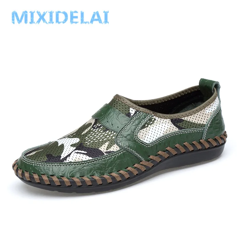 MIXIDELAI Brand Men Shoes 2024 Summer Breathable Mesh Shoes Mens Casual Shoes Leather Fashion Summer Shoes Man Soft Comfortable