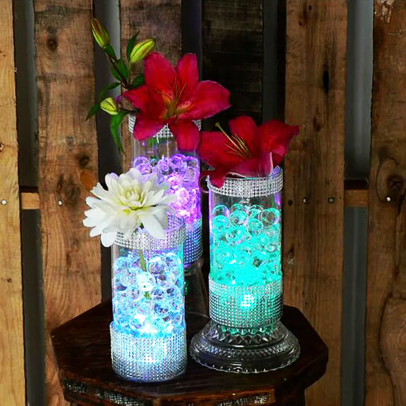 Éclairage de centre de table de mariage 12 pièces, vente en gros, Mini LED Submersible avec batterie pour décoration de Vase de maison