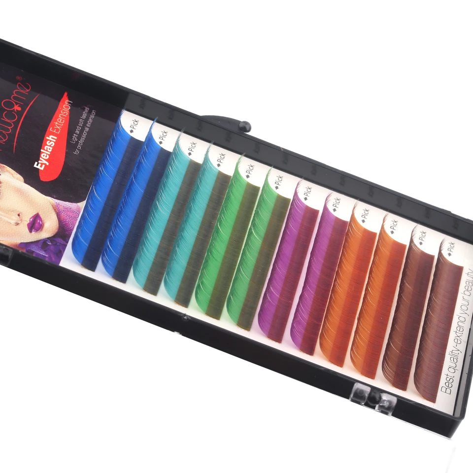 C/D 0.07/.0.1 สีเกาหลี Silk Volume Eyelash Extension 10/11/12 มม.3D ธรรมชาติยาวสี Eye Lashes