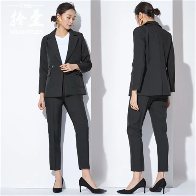 

Fashion British wind OL professional small suit suit temperament casual retro slim suit set two-piece women's clothing TB181130