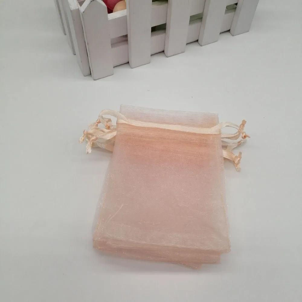 500pcs Organza-Bags Champagne Organza Gift Bags For Jewelry Packaging Display Christmas Wedding Jewelry Storage Drawstring Bag