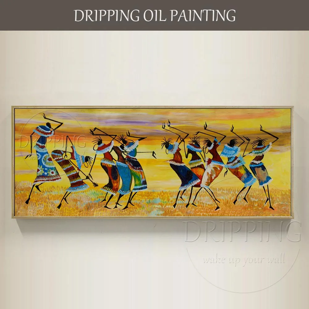 Top Artist Hand-painted High Quality Impression African Oil Painting on Canvas Africa People Dancing Oil Painting for Wall Art