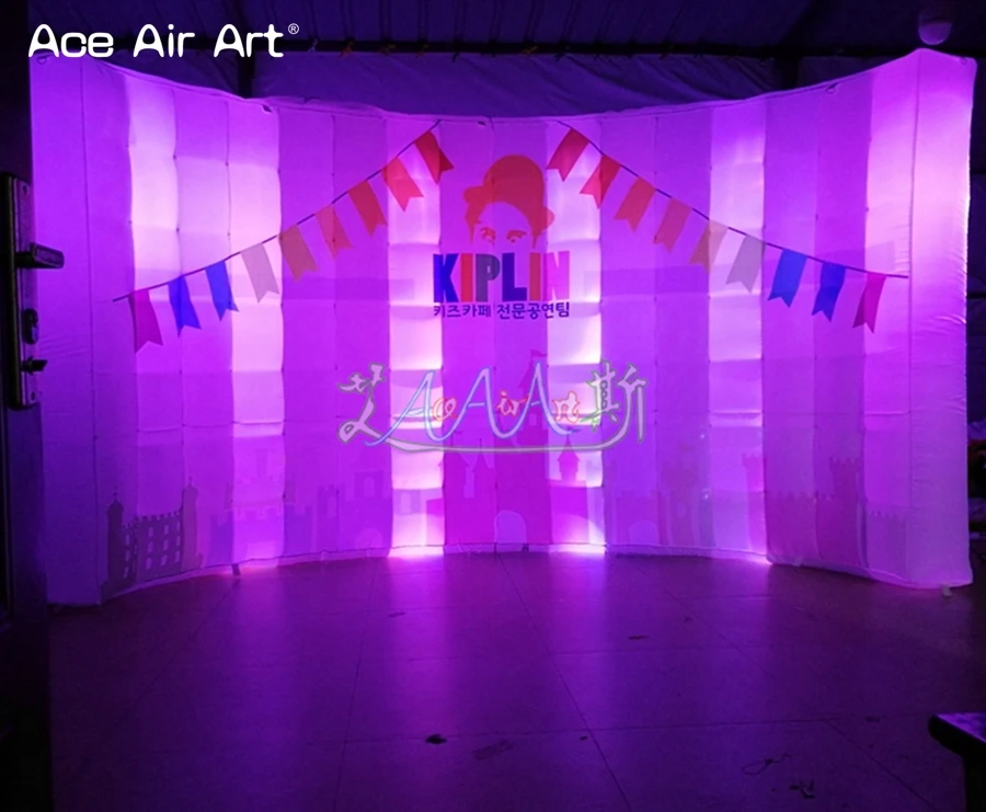 Customized Led Background 3.6mW x2.1m H Inflatable Curve Photo Wall DJ Booth Advertising for Korea