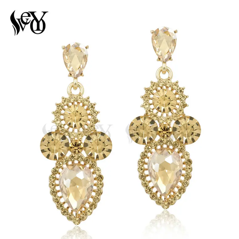 VEYO Crystal Earring for Woman Classic Drop Earrings Round Rhinestone Earrings Top Quality Fashion Jewelry