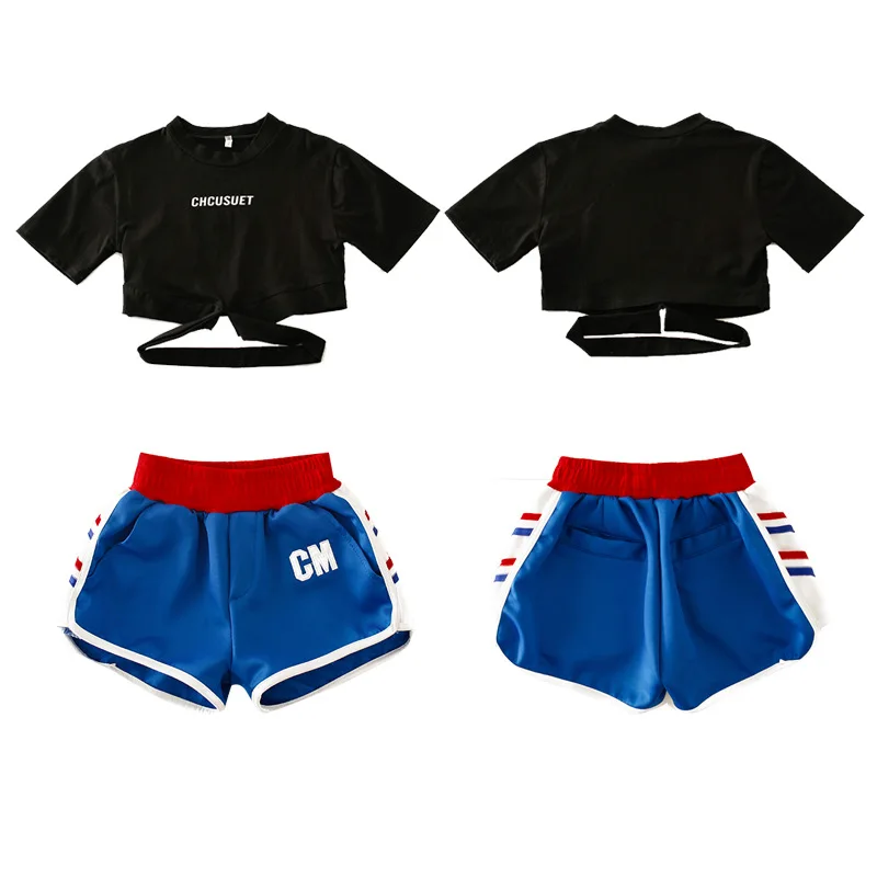 Teenage Girls Clothes set Summer Letter Black T shirt Shorts Pants Sport suit Children Costume Girls Clothing Set Kids Outfits