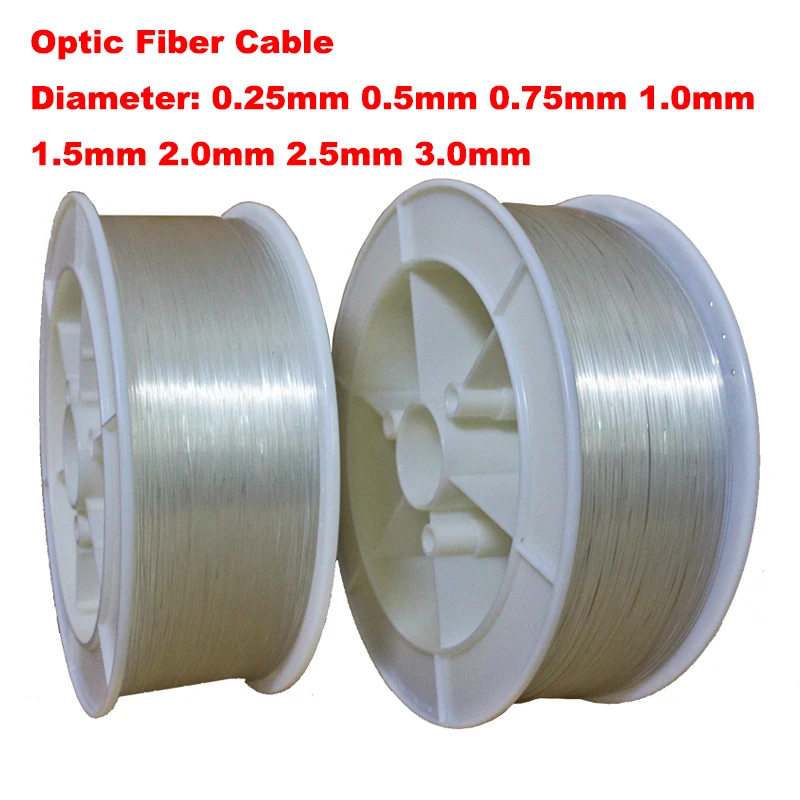 0.25/0.5/0.75/1.0/1.5/2.0/2.5/3.0mm Diameter PMMA LED Optic Fiber Light Optics Cable End Glow Fibers for Decoration Lights