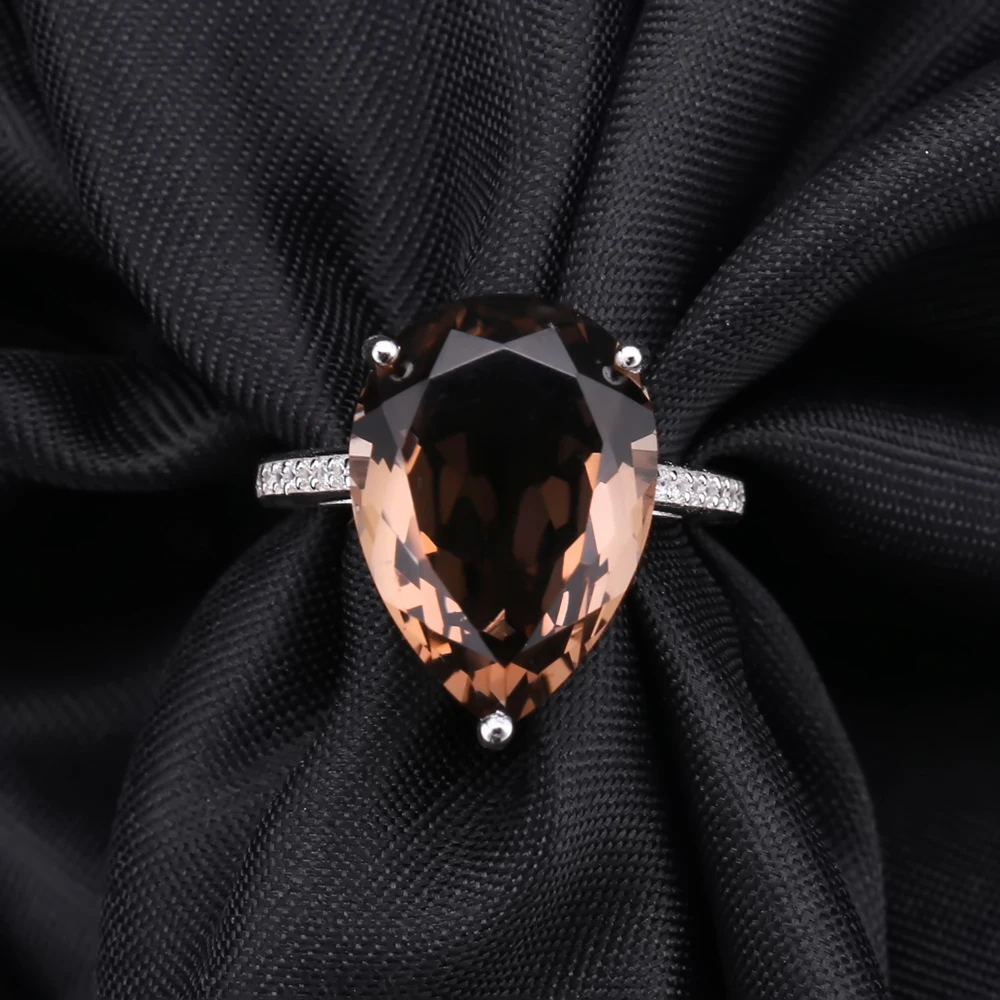 Gem\'s Ballet 10.68ct Natural Smoky Quartz Gemstone Cocktail Rings For Women 925 Sterling Silver Engagement Ring Fine Jewelry