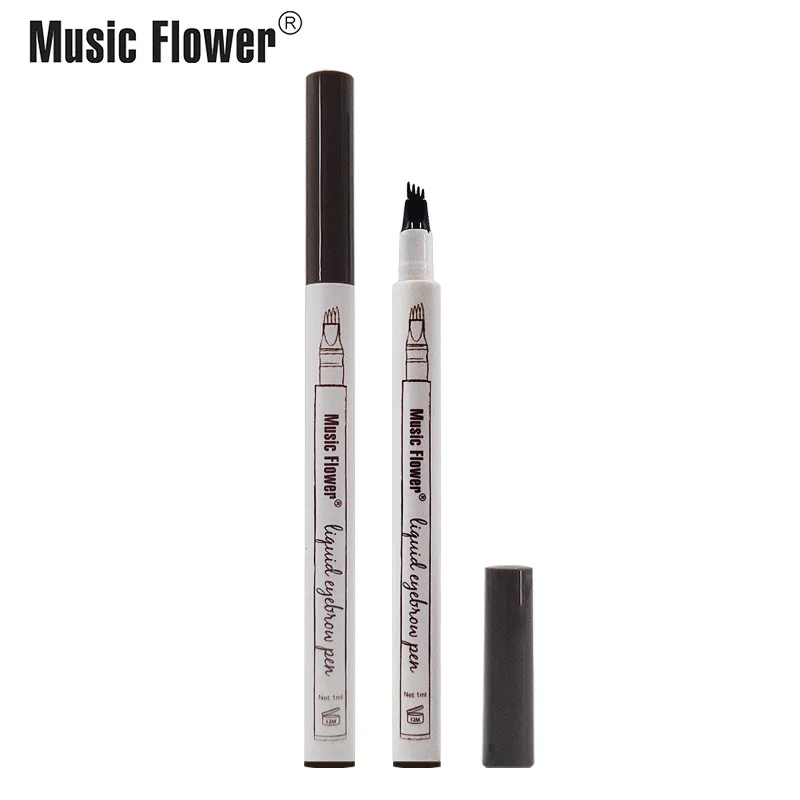 Music Flower 4 colors microblading eyebrow tattoo pen Tint Natural Long Lasting Waterproof Brown Fork tip Eyebrow Pencil