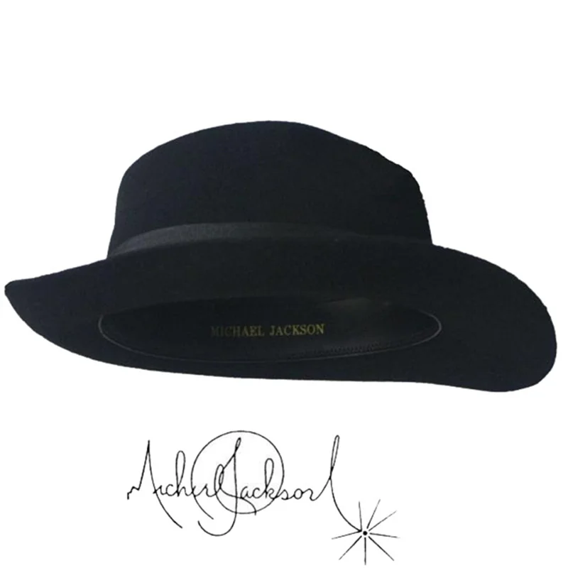 The Best Fedora Black Wool Retro Hat of Michael Jackson for MJ fans with Name Formal Gentry