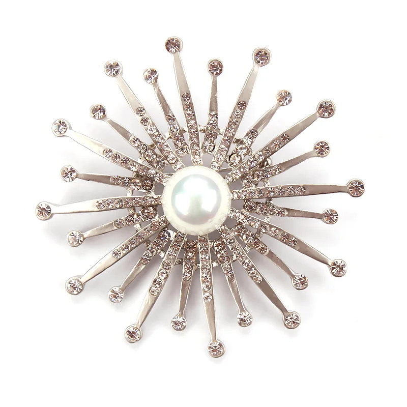 WEIMANJINGDIAN Brand High Quality Starburst Fashion Jewelry Brooches and Pins with Crystal Rhinestones and Imitation Pearl