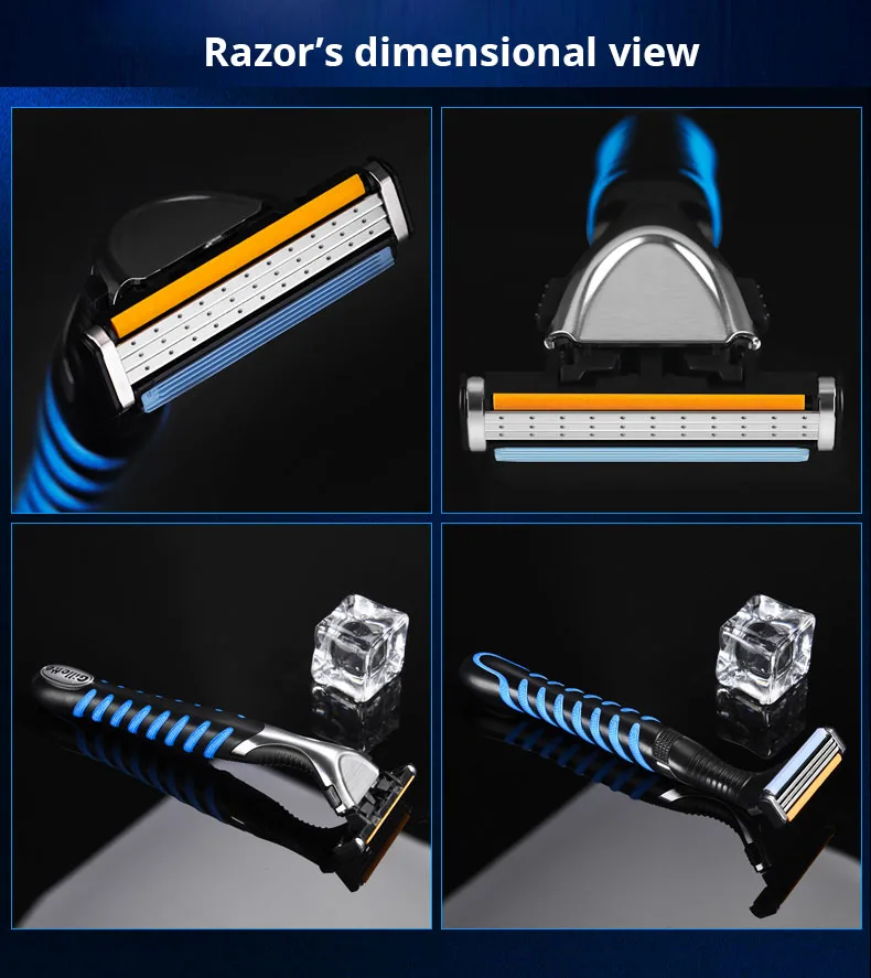 Männer Gillette Razor Vector 3 Series,Mann Manueller Bartentferner,Nano 3-Schicht Stahlklingen, Schneller Ersatz Rasierkopf,Männer Rasiermesser – Detail 3