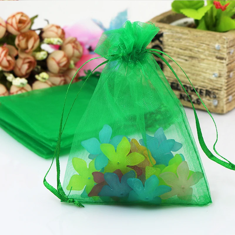 

500pcs/lot Dark Green Organza Bag 17x23cm Wedding Boutique Gifts Jewelry Packaging Bags Big Organza Drawstring Gift Bags