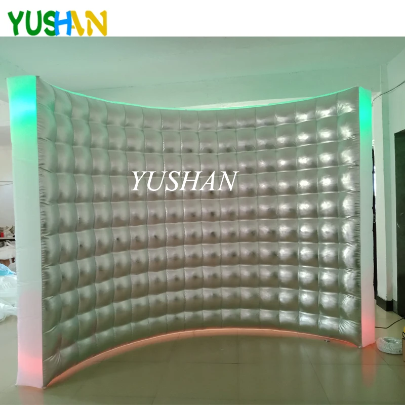 

10ft Silver & Gold LED Inflatable Photo booth Wall Backdrop with LED lights and Air Blower Inflatable Wall For Party Advertising