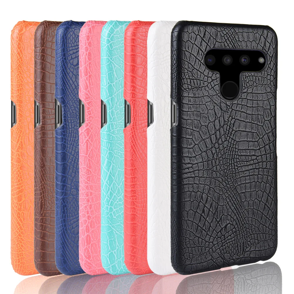 Funda de LM-V500N Retro Para LG V50 ThinQ 5G, carcasa de cuero PU, piel de cocodrilo, carcasa dura de PC para LG V50 ThinQ 5G V50, bolsa de teléfono