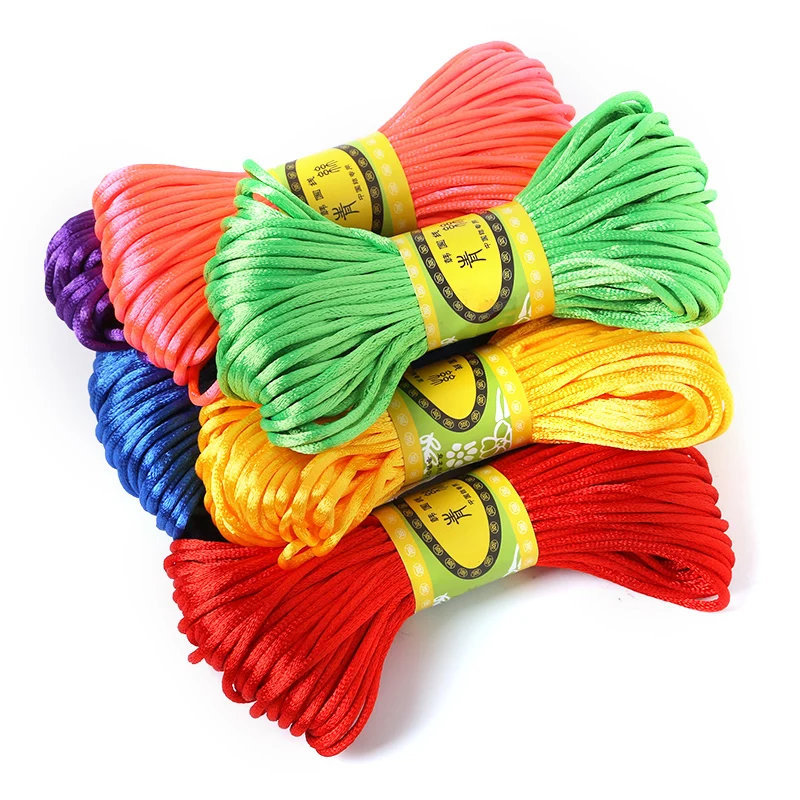 2mm 20meter Soft Satin Rattail Silk Macrame Cord Nylon Kumihimo  For DIY Chinese Knot Bracelet Necklace Jewelry Finding