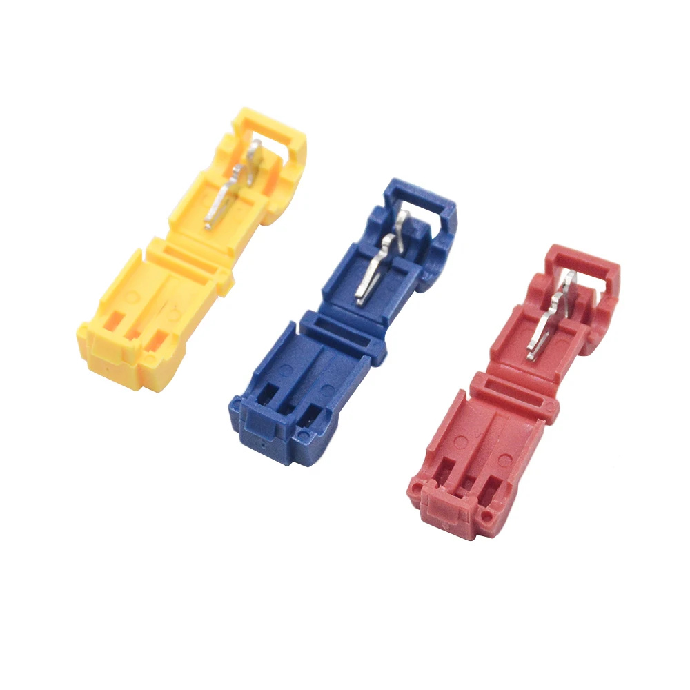 10pcs/lot T Quick Splice Crimp Terminal Wire Convenient Connector Scotch Lock Quick Splice Electrical Car Audio T1 T2 T3