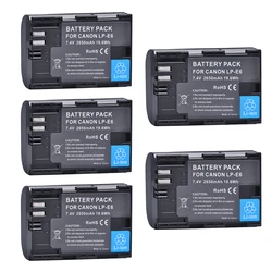 5Pcs 2650mAh LP-E6 LPE6 LP E6 Batteries for Canon 5D Mark II III 7D 60D EOS 6D 7D, 80D and BG-E14, BG-E1, for canon accessories