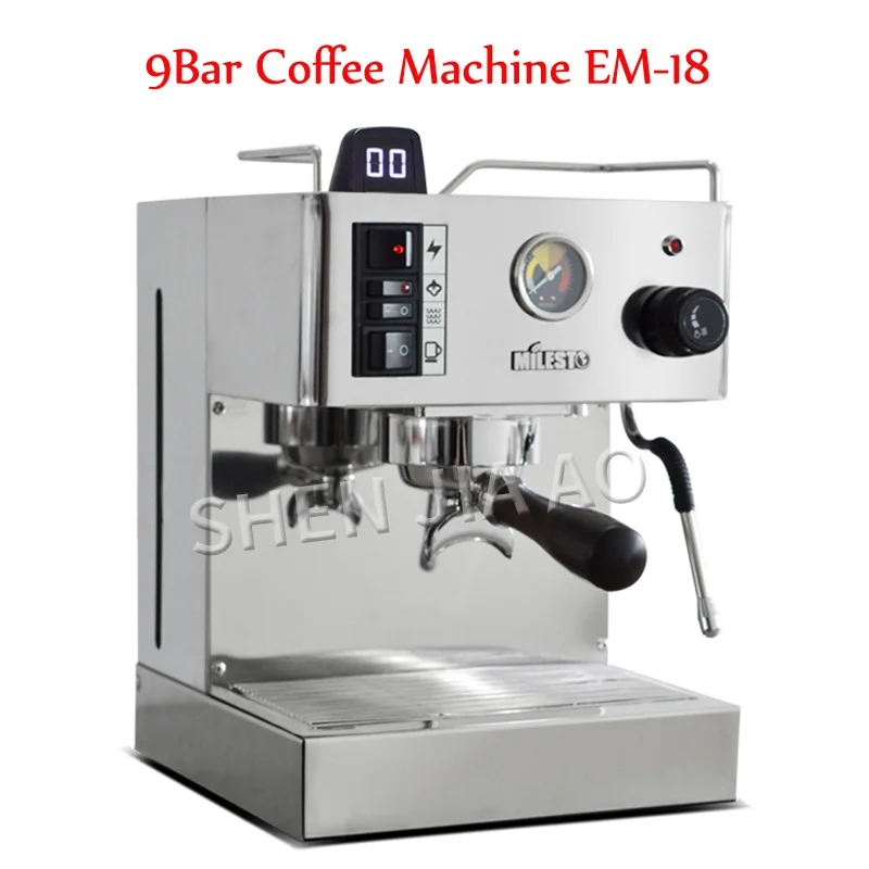 9Bar EM-18 Household Coffee Machine Italian Semi-Automatic Coffee Machine Stainless steel Espresso Coffee Maker Milk Frother