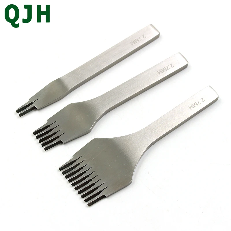 New 3pcs/set 4size(2.7 3.0 3.38 3.85)mm White Steel handwork Hole Punch Stitching Craft Leather Tool Carving Prongs(2+5+10)teeth