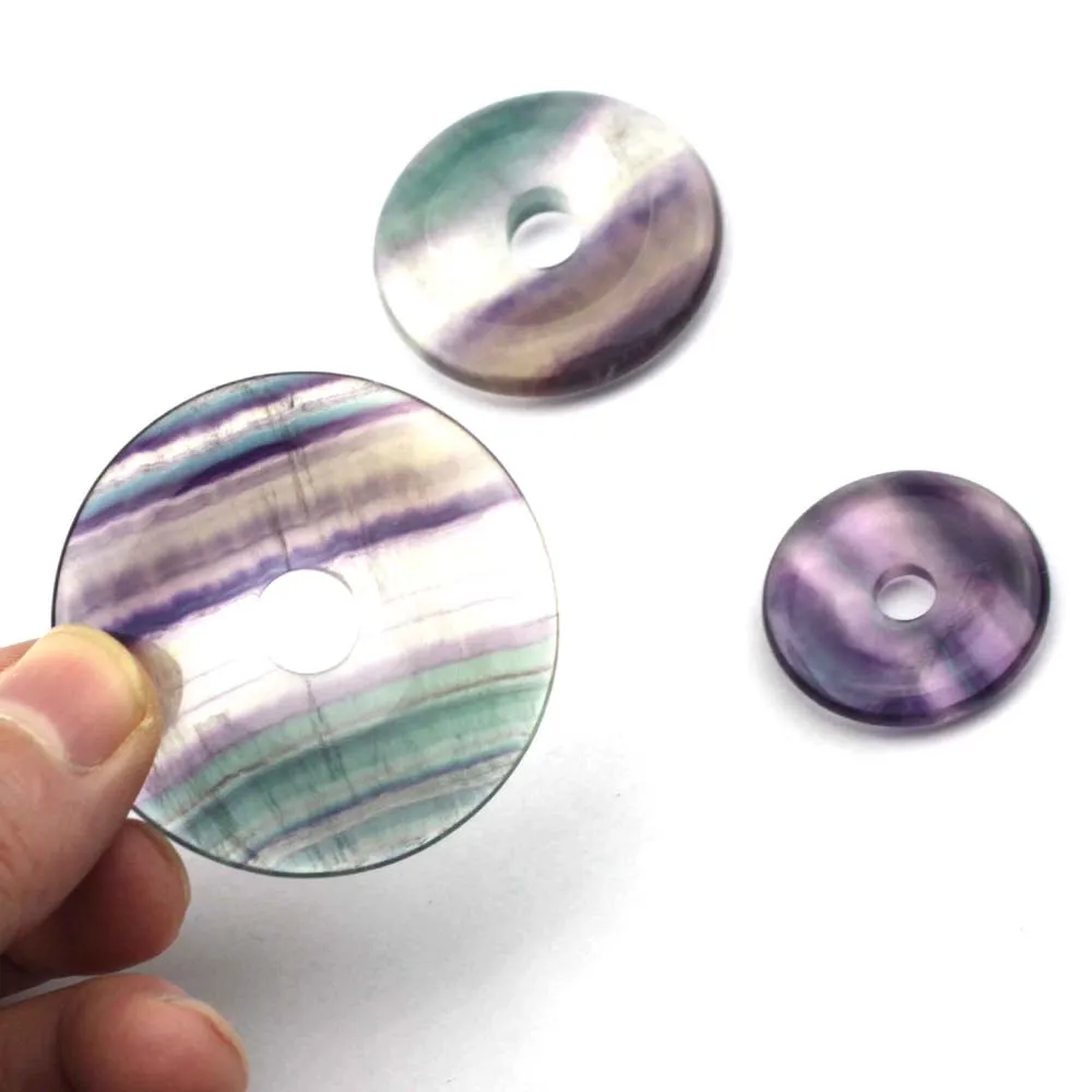 Donut Shape Natural Fluorite Stone Beads Natural Gem Beads Diy Loose Beads For Jewelry Making 1 Piece  Wholesale !