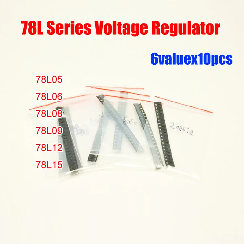 SMD 78L Series 6valuesx10pcs=60pcs Voltage Regulator SOT89 Assorted Kit 78L05  78L06  78L08  78L09  78L12  78L15