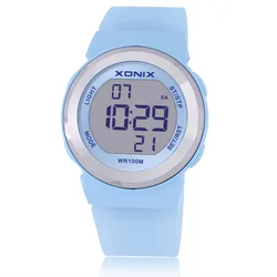 Chaude!!! XONIX Mode Femmes Montres de Sport Étanche 100 m Dames De Gelée LED Montre Numérique De Natation Plongée Main Horloge Montre Femme