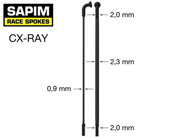 SAPIM CX-Ray Aero Bladed Spokes Bend(J-Hook), Straight Pull CX RAY Spoke Excluding nipple, 206-306 mm, CX-Sprint is optional