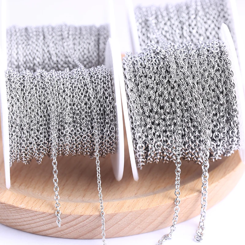 Reidgaller 10meters/roll stainless steel round link chains for necklace jewelry making diy charm pendant accessories
