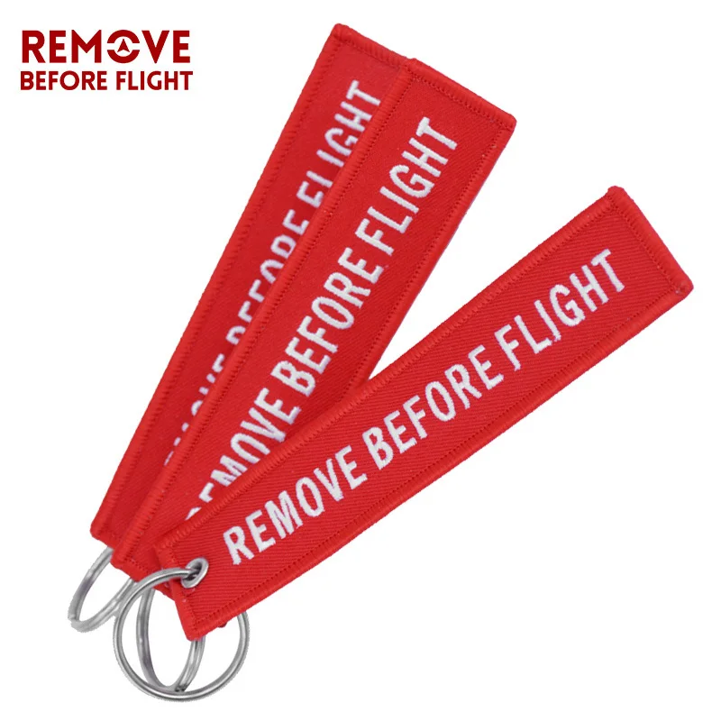 3pcs/set Remove Before Flight Key Ring Red Embroidery Key Tag Label Key Fobs OEM Keychain Jewelry Motorcycle Keyring chaveiro