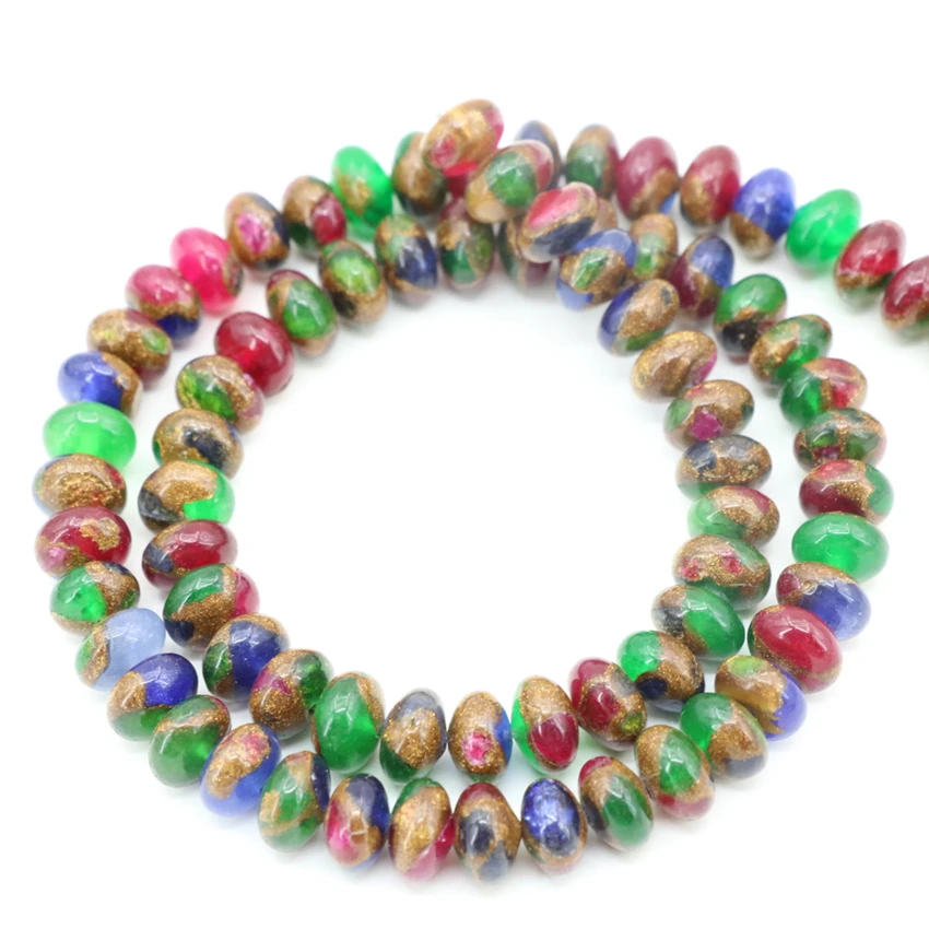 Trendy Women Diy Jewelry Making Golden Sand Stone Bead Multicolor Abacus Rondelle Loose Beads 4x6mm 5x8mm 7x10mm 15inch B3305