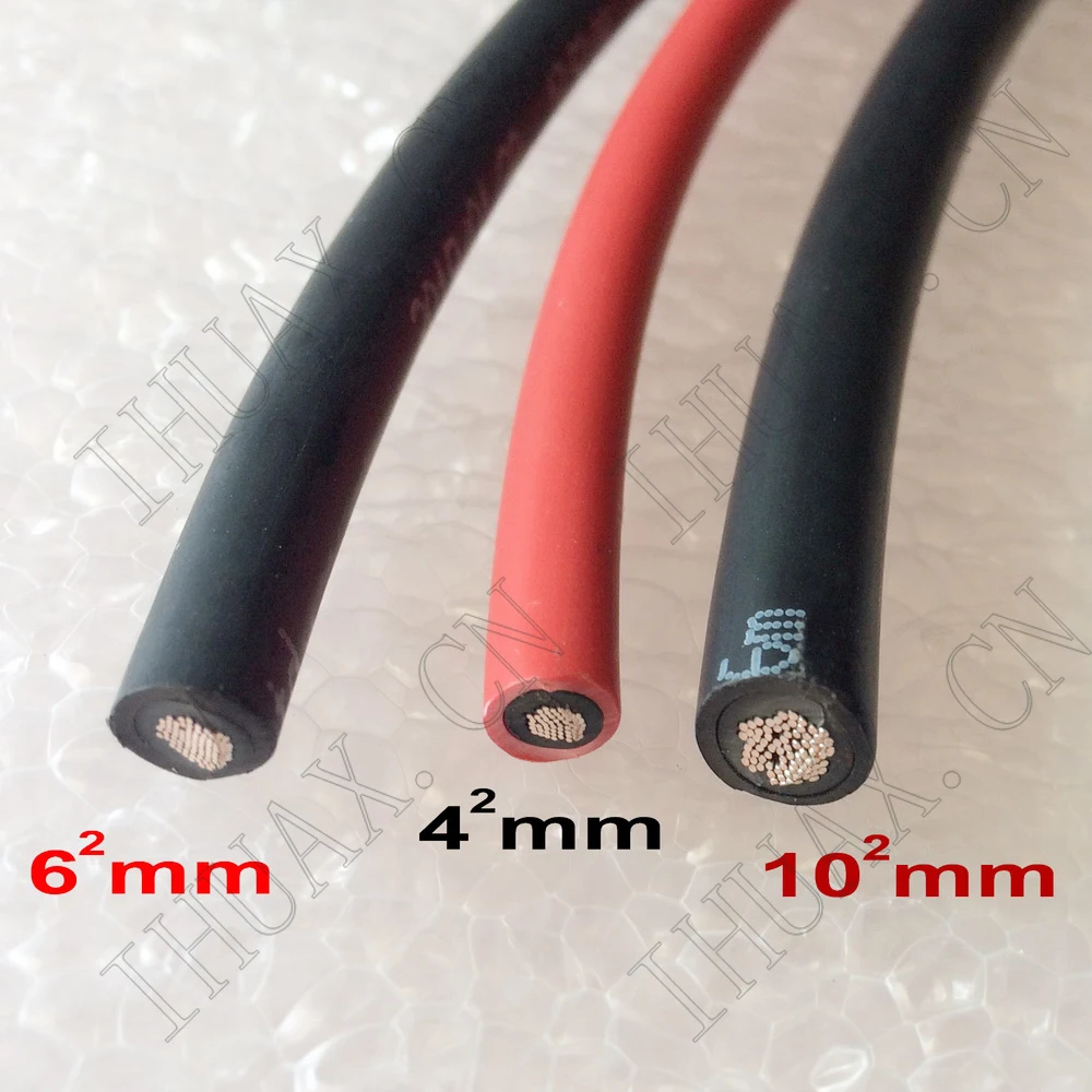 20m/roll 6mm2 Solar Cable Red or Black PV Cable Wire Copper Conductor XLPE Jacket insulation solar cable wire  TUV approved