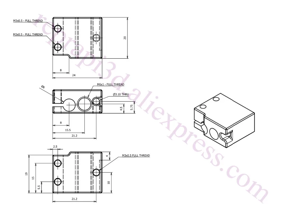 5pcs Volcano Heating Block PT100 Heater Block for m3 High Temperature &K type thermocouple Ultimaker Reprap 3D Printer Extruder